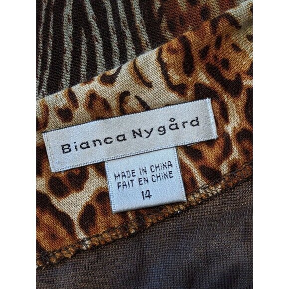 Bianca Nygard NEW One Shoulder Mini Dress Size 14 Leopard Print Brown Party Date - Picture 5 of 8